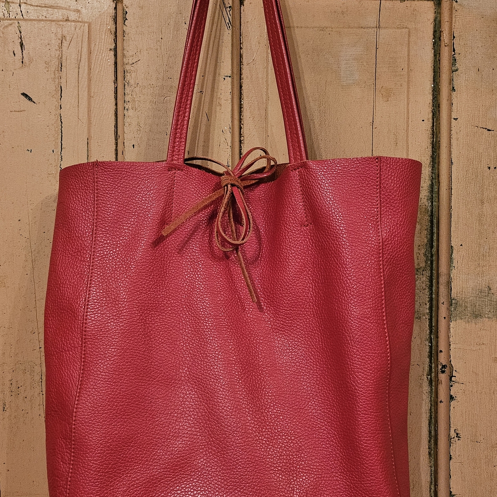 Classic Red Leather Tote